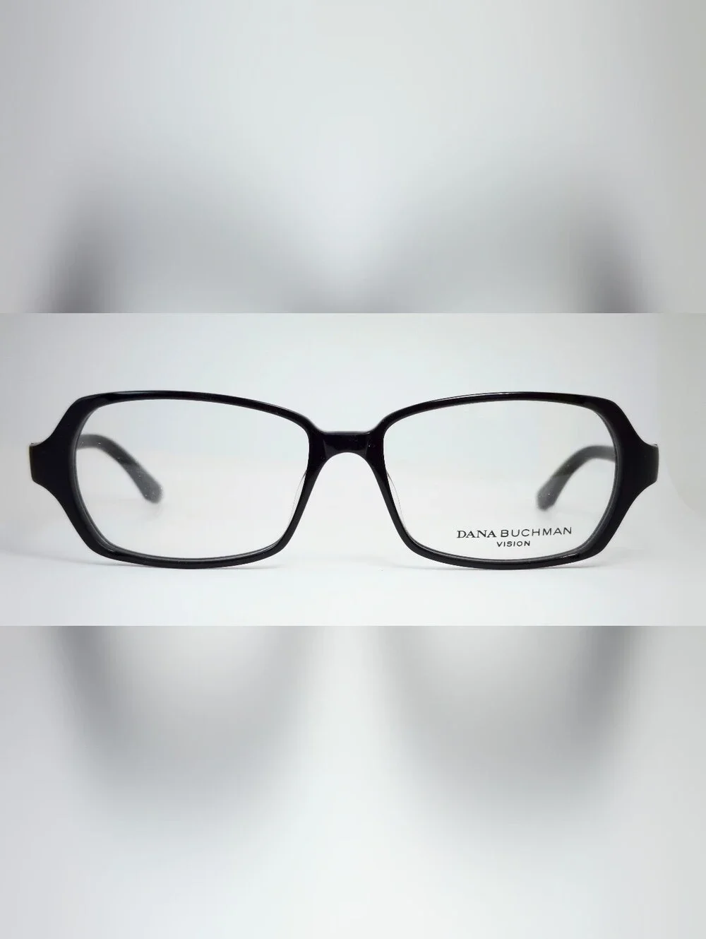 Dana Buchman Norma. Black Women's Eyeglass Frames - Rectangle Style. Crystals.